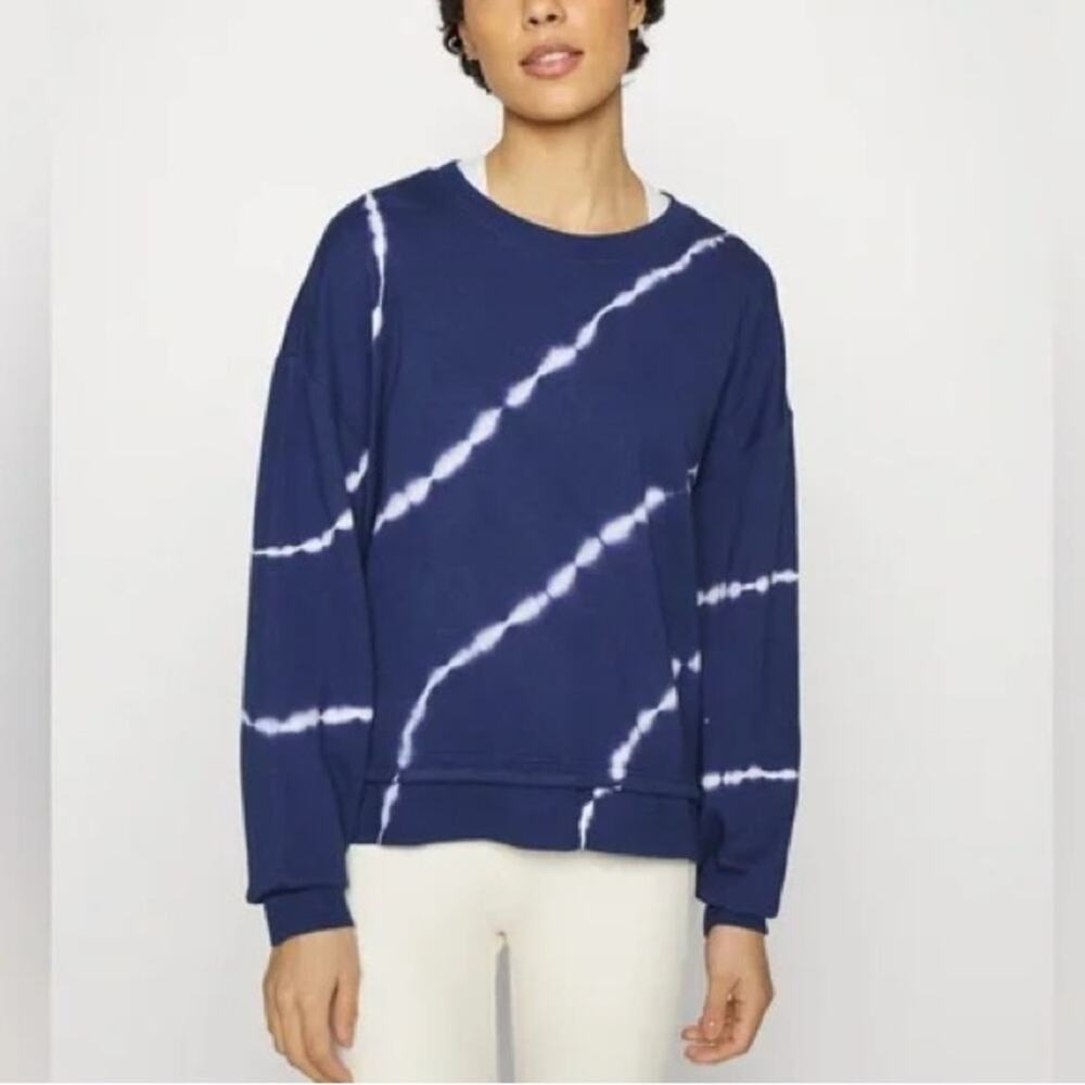 Athleta Sundown Sweatshirt 2.0 Eclipse Navy Blue Tie Dye Size XS